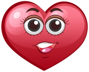 Smiling heart emoticon on white background
