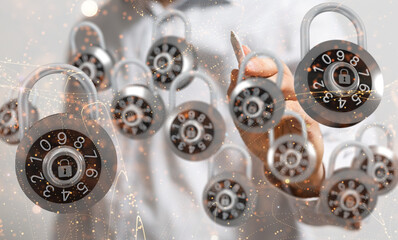 Information technology protected with firewall, secure access and encryption against cyber