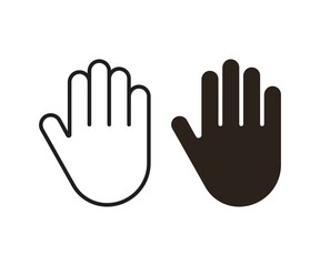 Hand icon. Vector stop symbol. Palm outline. Hand sign silhouette outline hand	