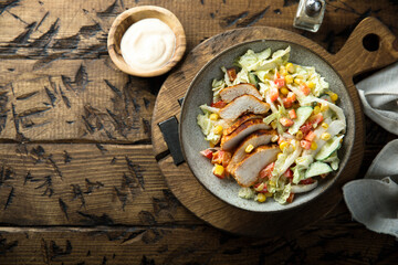 Grilled chicken with vegetable salad