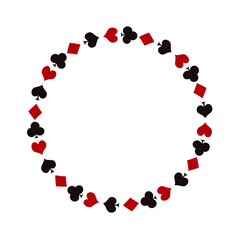 Frame of card suits. Card suits in a circle graphic background. Frame isolated on white background. Vector illustration