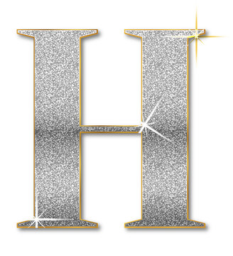 Golden Letter H With Diamonds