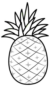 Pineapple doodle outline for colouring
