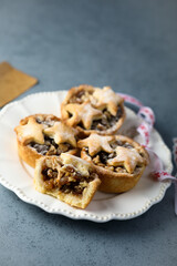 Traditional festive mince pies on a plate