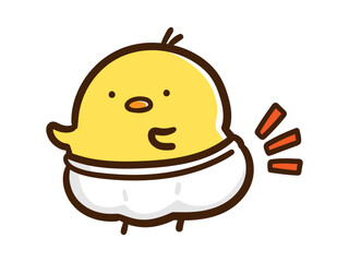 オムツを履く赤ちゃんひよこのかわいい手書き風イラスト