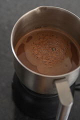 Delicious homemade chocolate in a chocolate maker