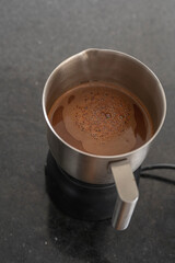 Delicious homemade chocolate in a chocolate maker