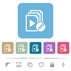 Edit playlist flat icons on color rounded square backgrounds