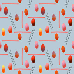 Seamless pattern created from stripes and ovals on a Eggshell Blue background. For fabric, sketchbook, wallpaper, wrapping paper, print, your design.