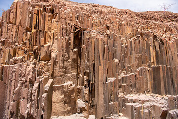 stone organ pipes made of basalt rock near burnt mountain, near Khorixas, Namibia
