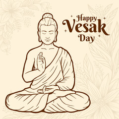 Happy vesak day hand drawn illustration