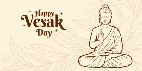 Happy vesak day hand drawn illustration