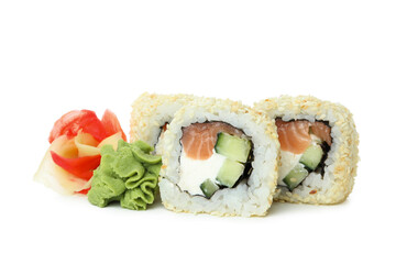 Rolls isolated on white background, close up