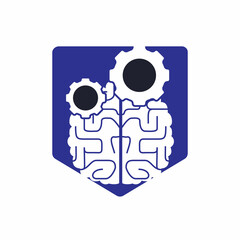 Brain and gear cog logo design. Education and mechanic symbol or icon. Unique science and industrial logotype design template.	