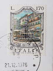 Colorful Vintage Used Postage Stamps from Italy