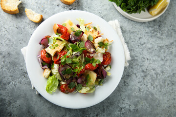 Grilled vegetable salad with cheese