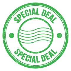 SPECIAL DEAL text written on green round postal stamp sign