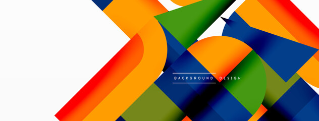 Minimal geometric abstract background. Circle square and triangle design. Trendy techno business template for wallpaper, banner, background or landing