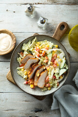 Grilled chicken with vegetable salad
