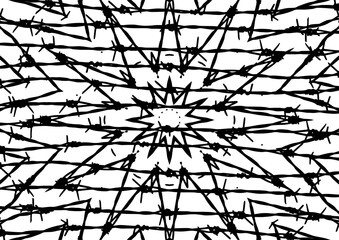 Abstract barbed wire background. Fence illustration isolated on white.