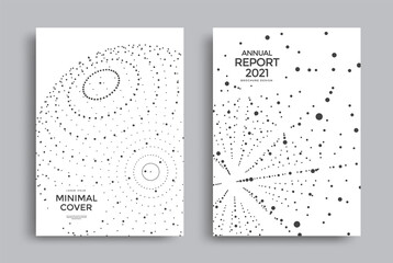 Abstract Cover design annual report. Vector flyers with dots shapes. Minimal background