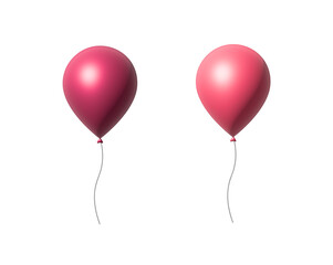 High quality super realistic pink balloons. Two 3d maked colorful party balloons, birthday decoration. Vector flying party ballon set, design element for cards, invitations etc.
