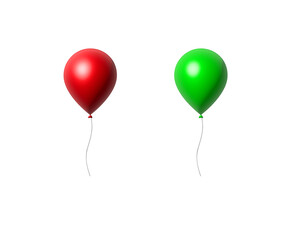 High quality super realistic balloons. 3d maked red and green party balloons, birthday decoration. Vector flying party ballon set, design element for cards, invitations etc.
