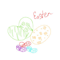 Easter eggs hand drawn vector set illustration in the style of a doodle on a white background. Template of a postcard, leaflet, invitation