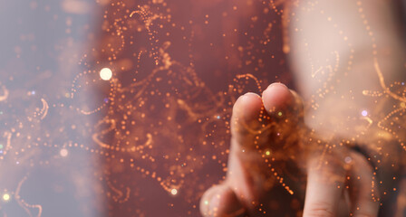 Concept of internet network. double exposure