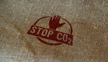 Stop CO2 and carbon neutral stamp and stamping