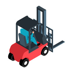 Isometric Warehouse Forklift Composition