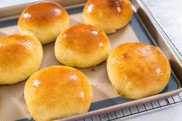 Baking brioche buns