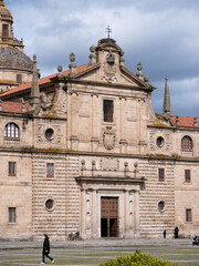 Fototapeta na wymiar Main facade of the Colegio de Nuestra Señora de la Antigua, popularly known as Colegio de los Escolapios (El Escorial Gallego).