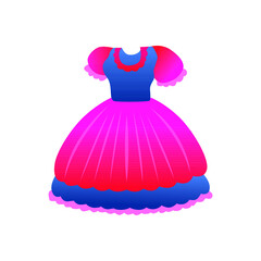 Beautiful woman's gown or dress vector. Long lilac ball gown or frock. Princess costume.