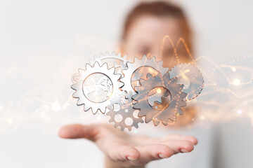 gear Futuristic in Industry 4.0 and business virtual diagram