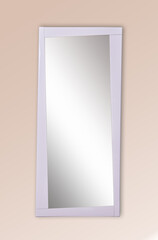 vertical mirror on pastel pink wall background