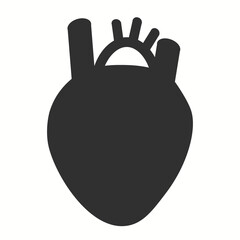 Human heart icon in black style isolated on white background