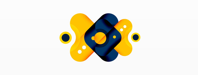 Creative geometric wallpaper. Minimal bubble arrow and circle abstract background. Techno business template for wallpaper, banner, background or landing
