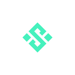 Initial Blue Letter S Logo in square shape. It is suitable for logo templates, patterns, symbols, signs, and brand identity