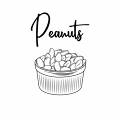 Vector hand drawn peanuts for template label, packing and emblem farmer market design. Retro sketch style.
