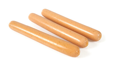 boiled sausages isolated on white background