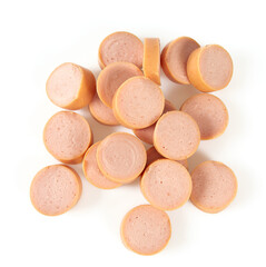 boiled sausages isolated on white background