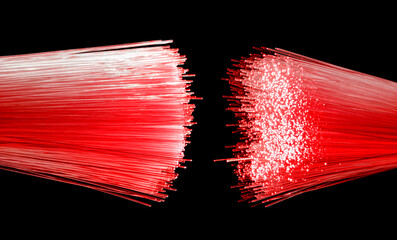 Optical fibers closeup