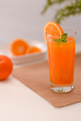 Summer refreshing drinks, Homemade orange juice with pepper mint