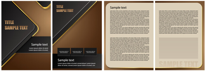 Cover and corporate paper template,  pages, vector, gold, brown