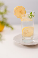 Cold sparkling with lemon and mint