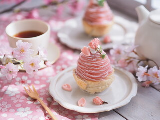 春スイーツ 桜モンブランでティータイム