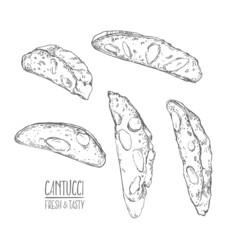 Hand drawn vector italian cantucci illustration pastry - obrazy, fototapety, plakaty
