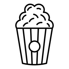 Popcorn Vector Outline Icon Isolated On White Background