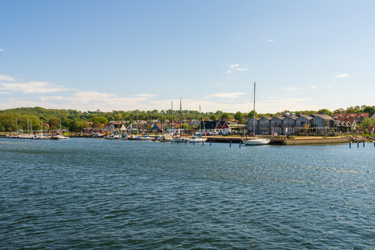 Boats in the harbour in Kivik, Sweden. Popular tourist destination.